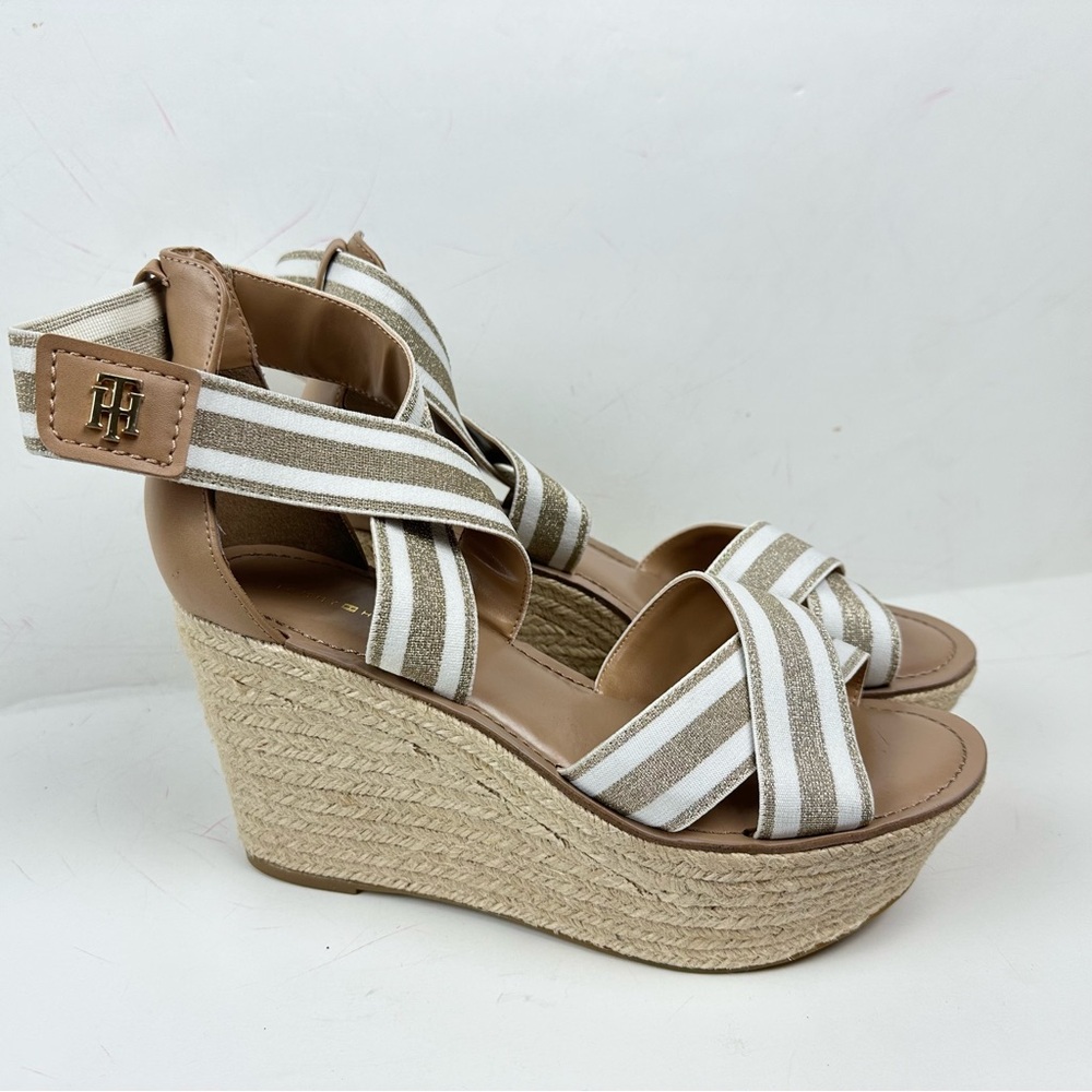 TOMMY HILFIGER Sz 9 Beige THEIA Espadrille SLIP ON Platform Wedge Sandal NWOB - Picture 2 of 9